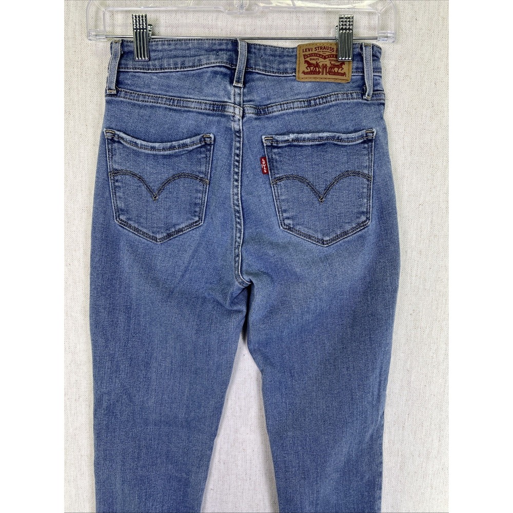 Levis Women's Jeans 721 High Rise Skinny Blue Size 25 Raw Hem - Picture 6 of 7